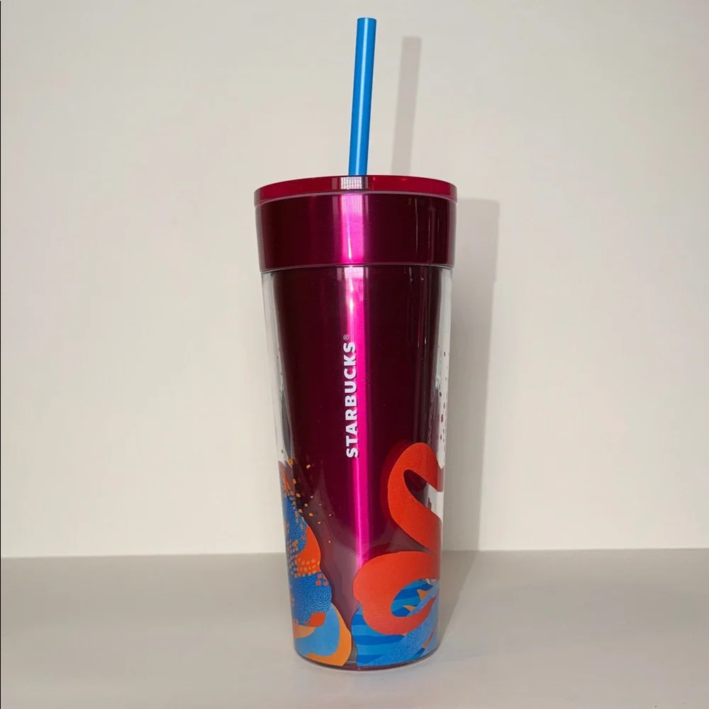 NWT Starbucks 2024 Summer Magenta Floral Stainless Steel Grande Tumbler 16oz